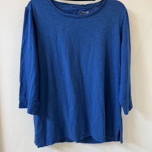 Chico's The Ultimate Tee Shirt Womens Size 2 US Large Blue Button Back Casual